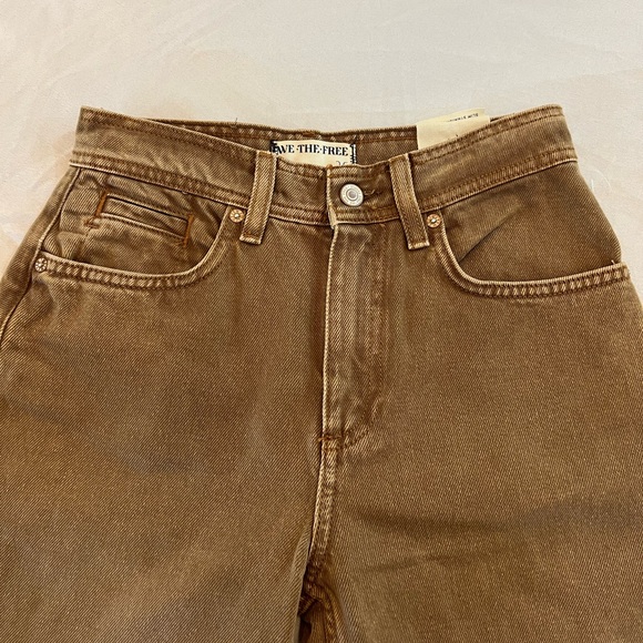 NWT FREE PEOPLE x WE THE FREE Zena High Rise Slim Straight, Size 25, Brown - Picture 2 of 7